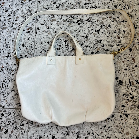 Clare V White Leather Tote Bag - Picture 1 of 10